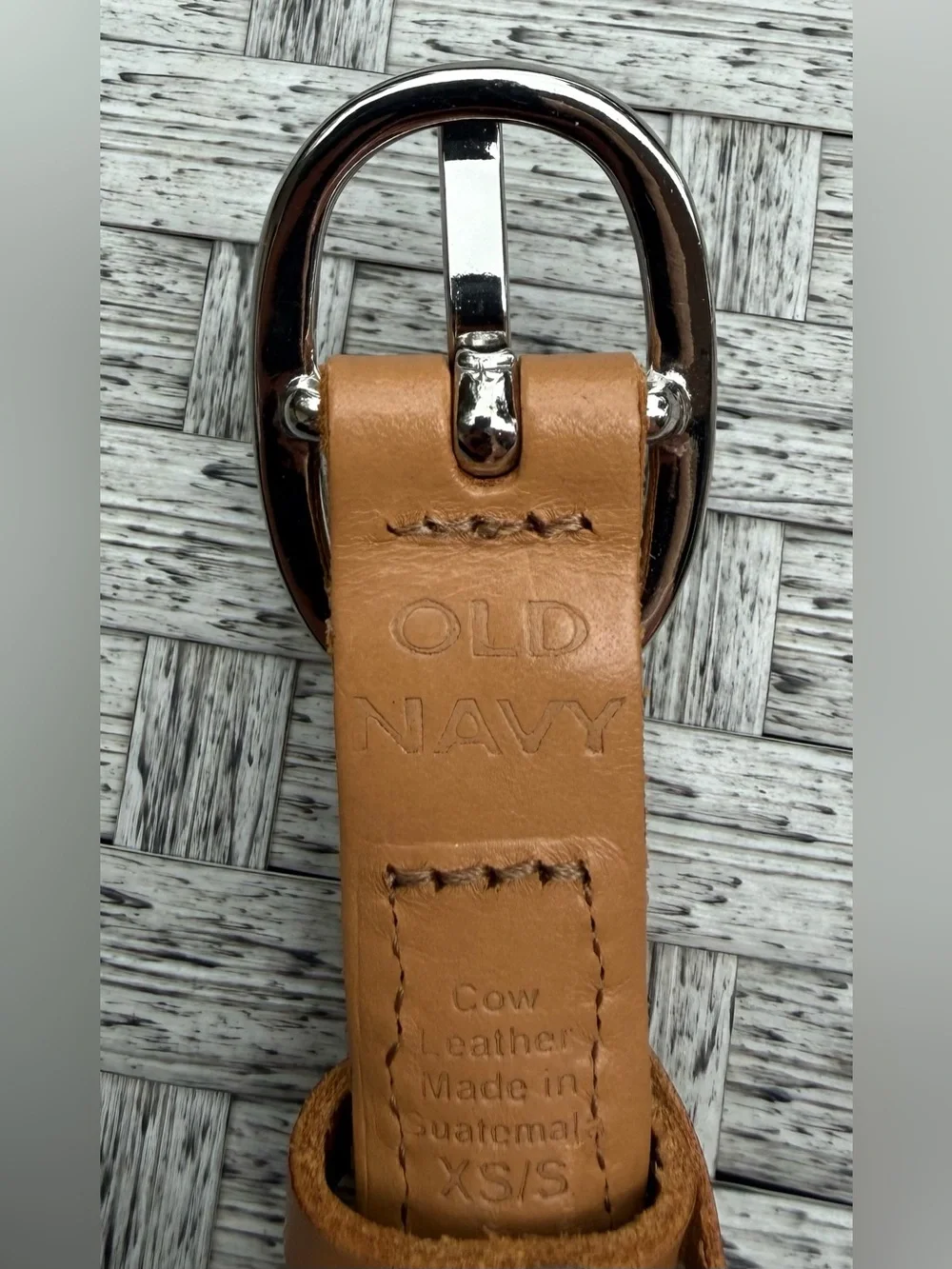 Old Navy Braided Cow Leather Brown/Than Belt Size XS/S 37”x0.5”
